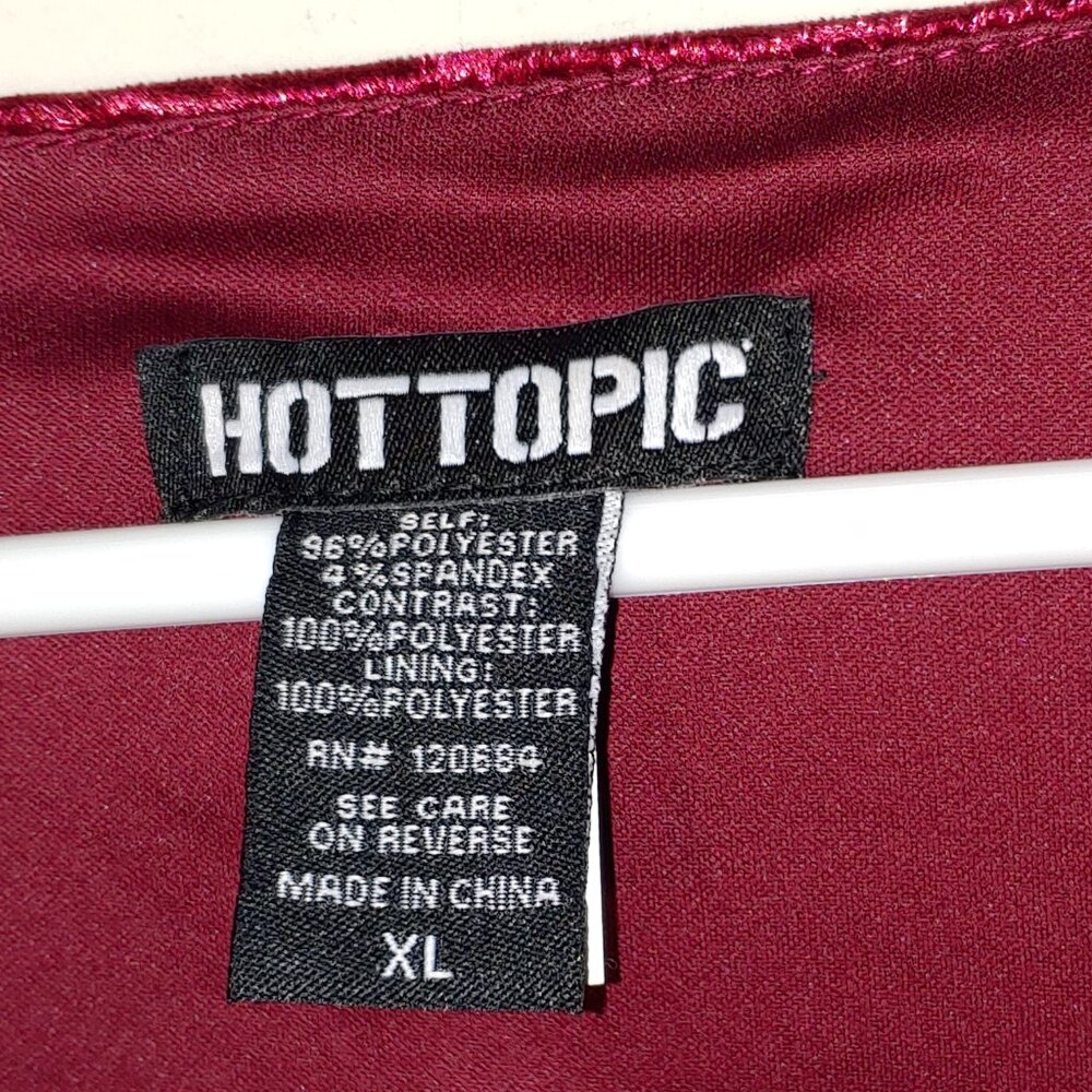 Hot Topic Burgundy Red Crushed Velvet Bell Sleeves Corset Midi Dress Sz XL - Picture 2 of 6